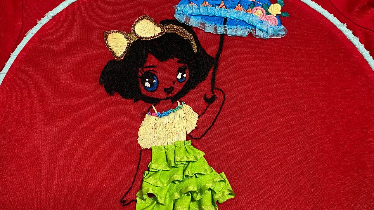Hand Embroidery Girl Design | Beautiful 3D Embroidery 😍😍