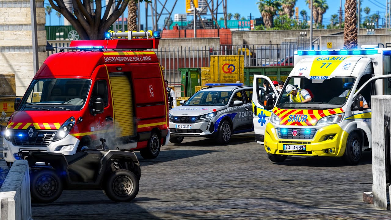 [GTA5] ÉNORME ACCIDENT DE QUAD CONTRE UN MUR | POMPIER | SDIS 77