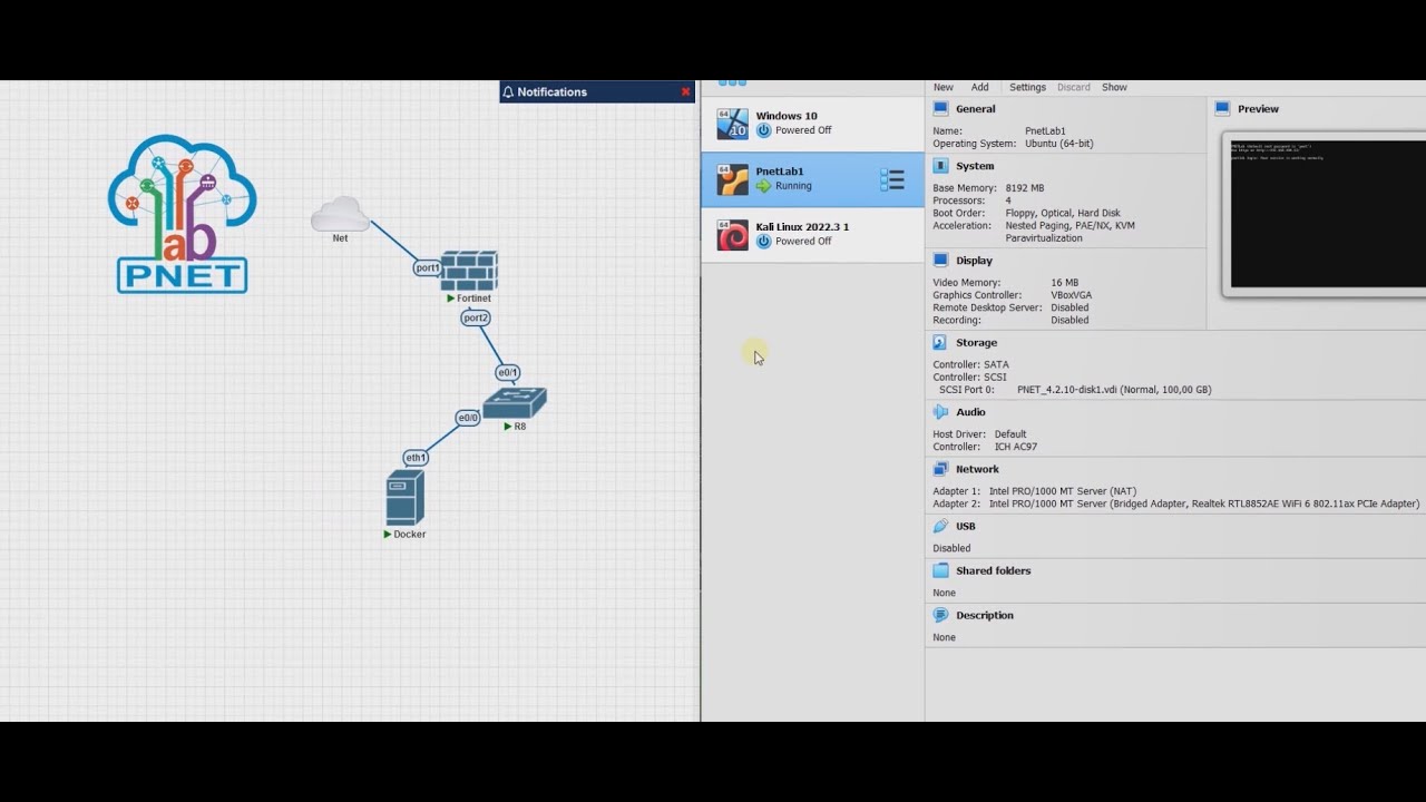 PnetLab в VirtualBox. FortiGate в PnetLab