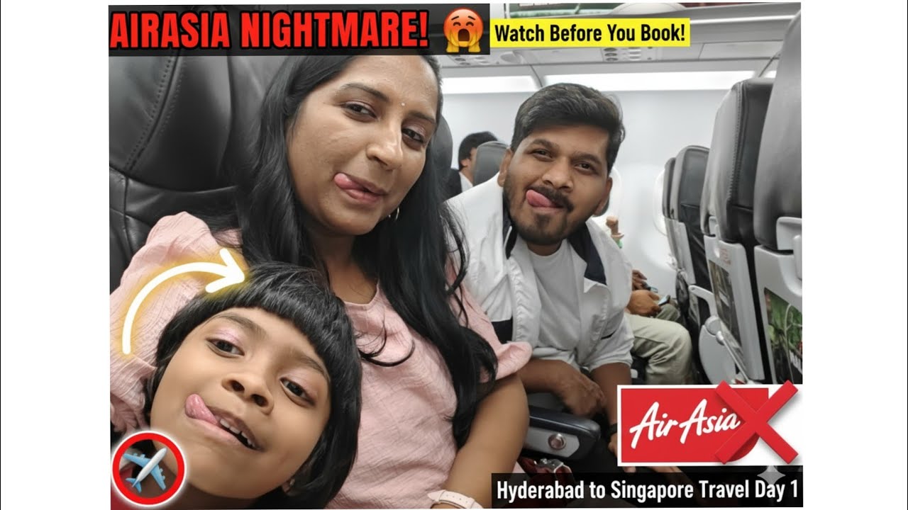 WORST FLIGHT EVER? ✈️AirAsia Review! | HYD to SIN Day 1 VLOG | 😫 Don't Book This Low-Cost Airline 