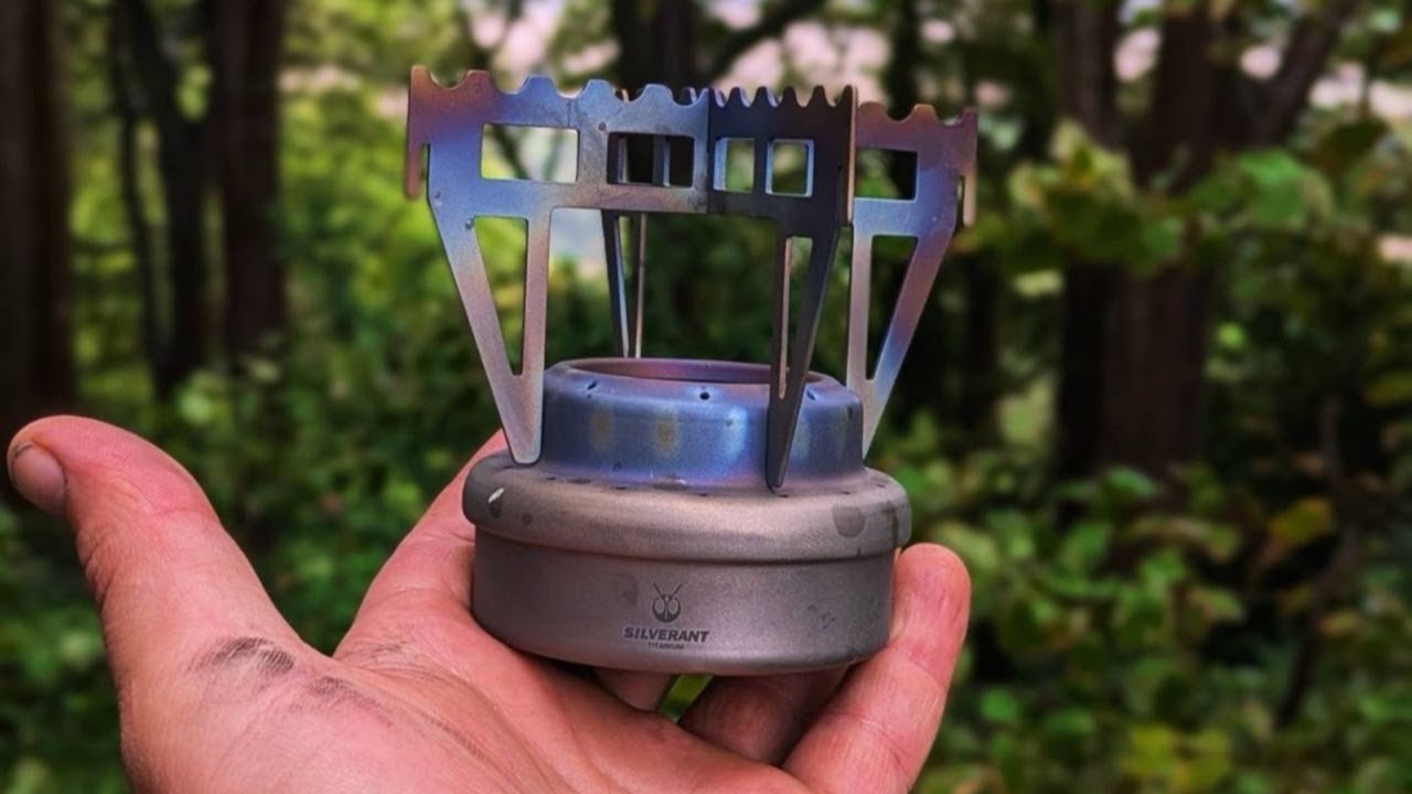 Updated SilverAnt Outdoors Multi-Fuel Titanium Alcohol Stove Kit with Cross Stand & Windshield