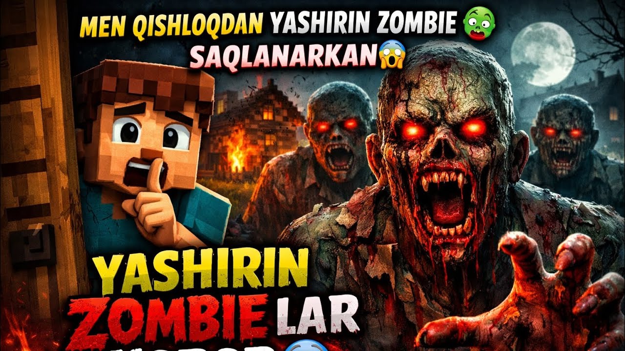 Minecraft men qishloqdan yashirin zombilar yasharkan😱😱