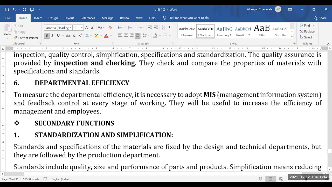 Material Management FM Unit 1 Part 3 SSBCom I