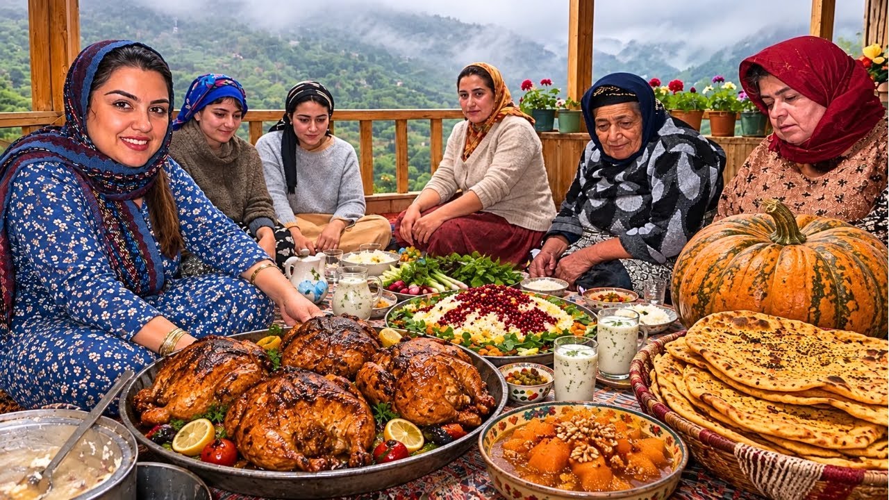 Early Morning Village Life in Iran | Whole Roasted Chicken & Traditional Pumpkin Bread