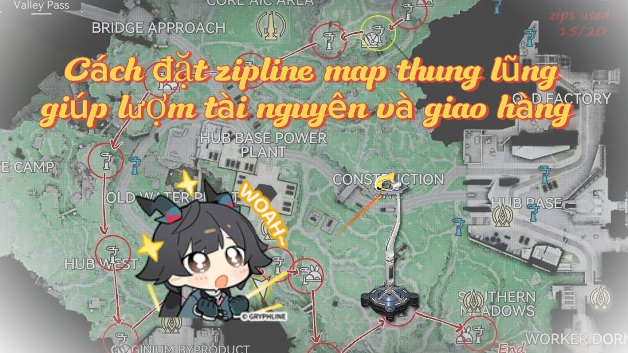 Cách đặt zipline map thung lũng IV - Khu trung tâm (Arknights Endfield)