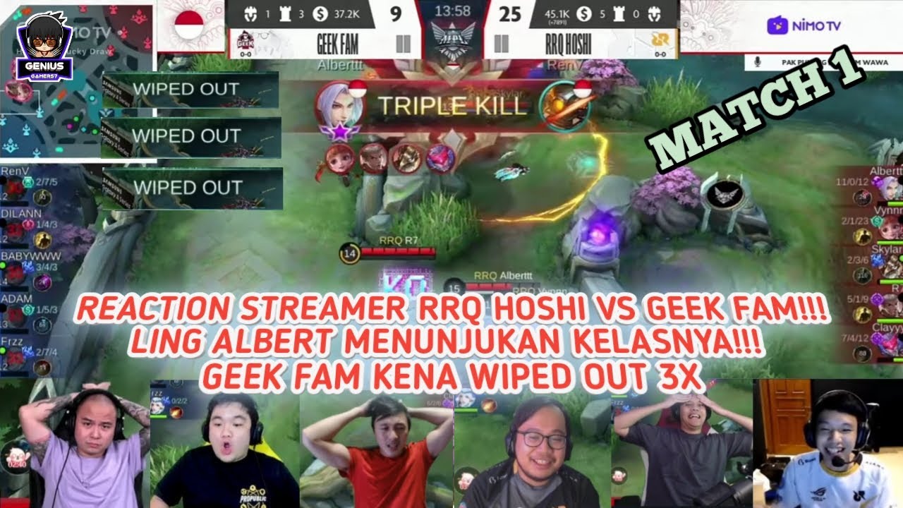 Reaction Streamer RRQ VS GEEK FAM!!! LING ALBERT GAK ADA OBENG !!! RRQ GIVEAWAY LORD SEBELUM END!!!