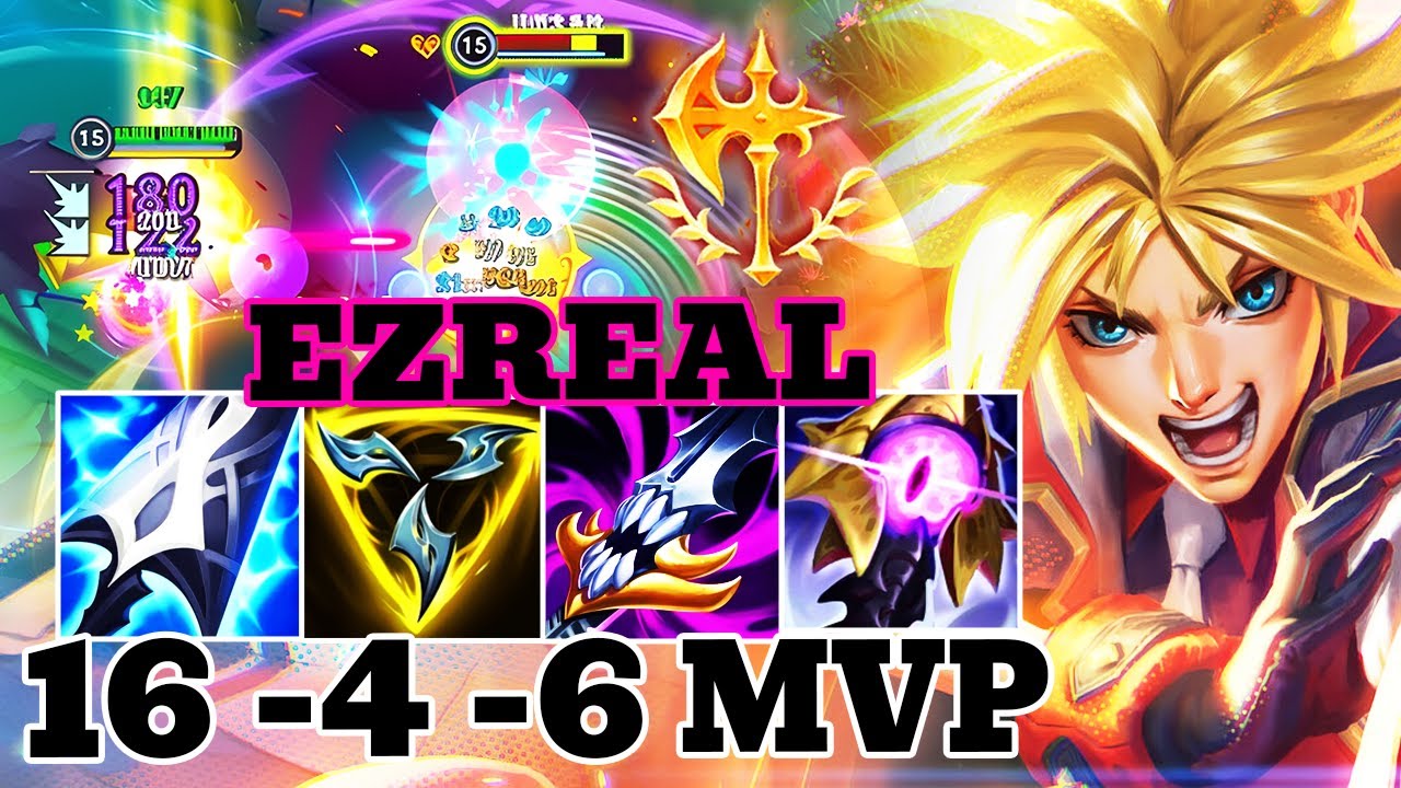 WILD RIFT EZREAL ADC GAMEPLAY | 16 -4 -6 MVP | EZREAL BUILD RUNES