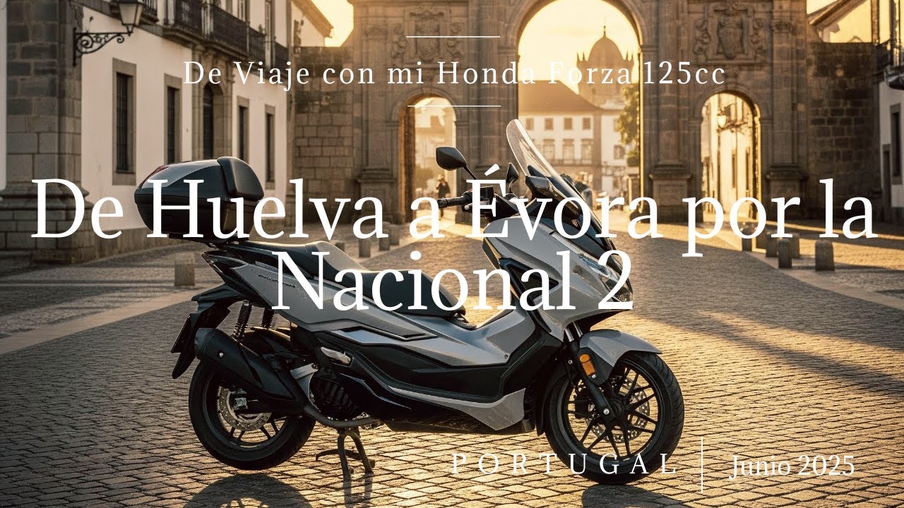#01 Etapa del viaje en moto 125cc por Portugal. Huelva a Évora. Honda Forza /Viajar en Moto. 4K.