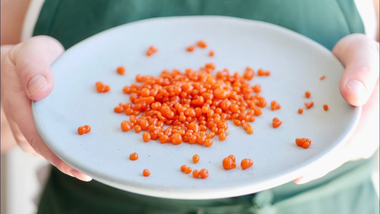 Sriracha Pearls: Cold Oil Spherification: Molecular Gastronomy