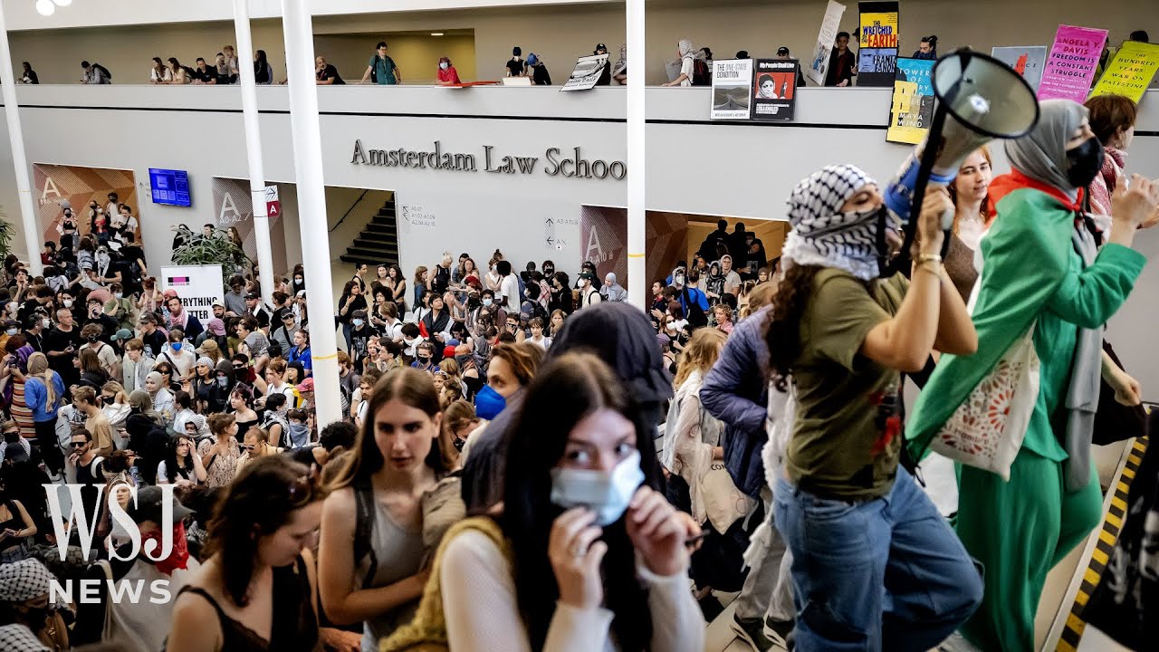 Police Beat, Clash With Protesters at University of Amsterdam | WSJ News