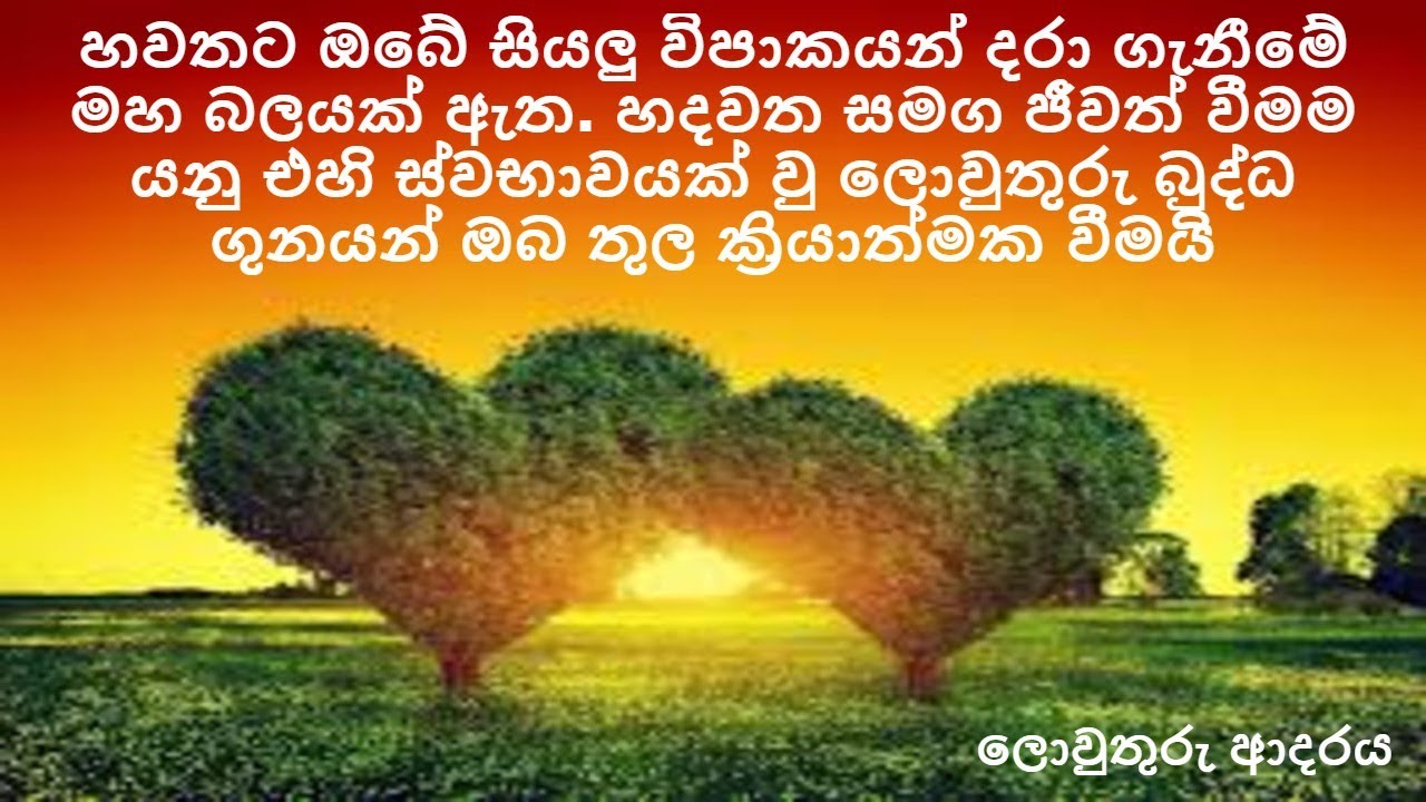 හදවත සමග ජීවත් වීමම යනු එහි ස්වභාවයක් වු ලො‌වුතුරු බුද්ධ ගුනයන් ඔබ තුල ක්‍රියාත්මක වීමයි