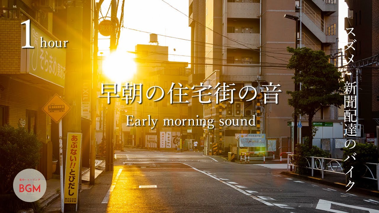 【環境音/早朝の住宅街の音/スズメの鳴き声/新聞配達のバイク】Early morning sound【作業用/勉強用/仕事用/睡眠用/BGM/ASMR】