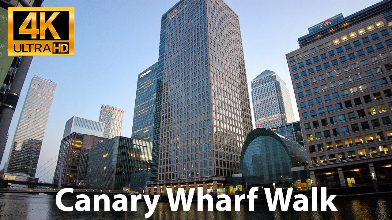 5am SUNRISE | LONDON Canary Wharf | Skyscraper District walk | UHD 4K