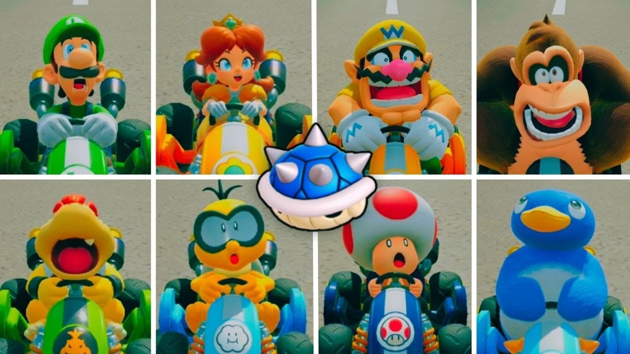 Mario Kart World - All Characters Blue Shell Reactions