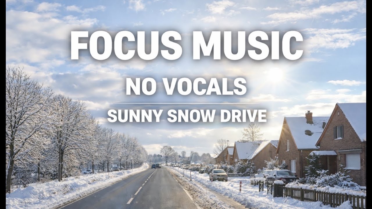 Focus Music to Study  / No Vocals mix / Sunny Winter Village Drive.