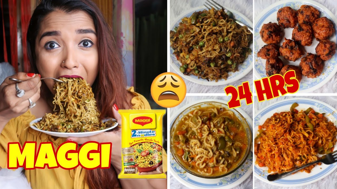 I Ate MAGGI For 24 HOURS CHALLENGE - Made Viral MAGGI RECIPES - INSTANT FOOD Challenge INDIA