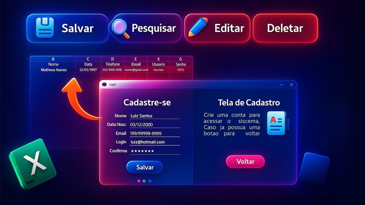 Como salvar, pesquisar, editar e deletar os dados na planilha utilizando o UserForms de forma eficaz