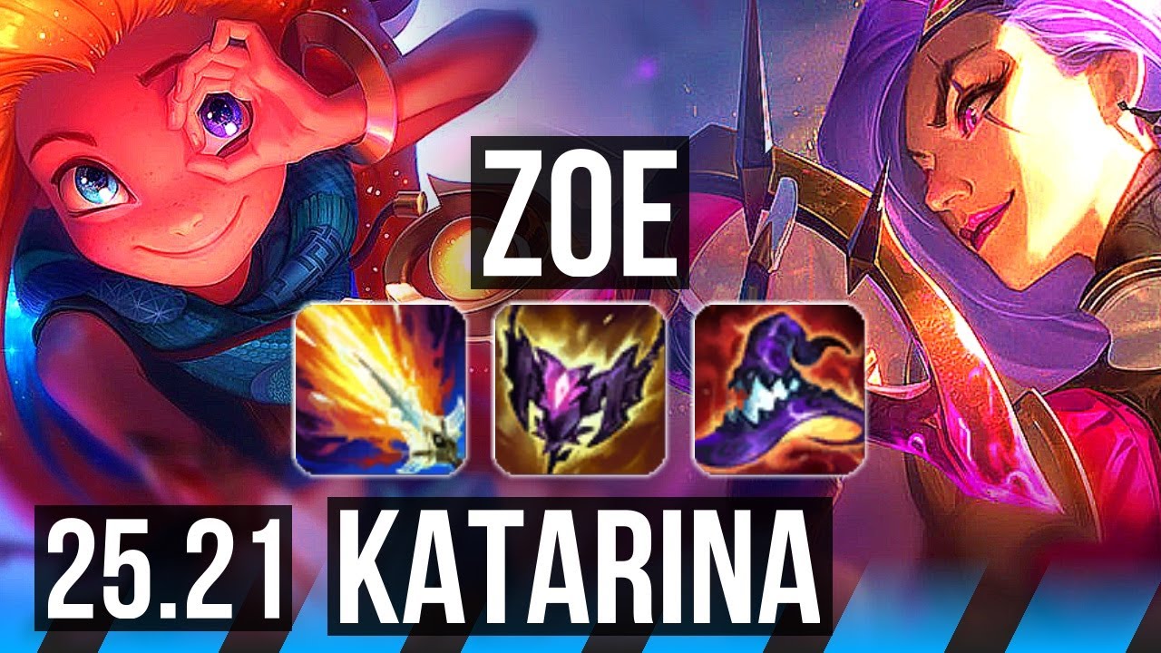ZOE vs KATARINA (MID) | 16/0/3, 9 solo kills, Legendary, 42k DMG | KR Diamond | 25.21