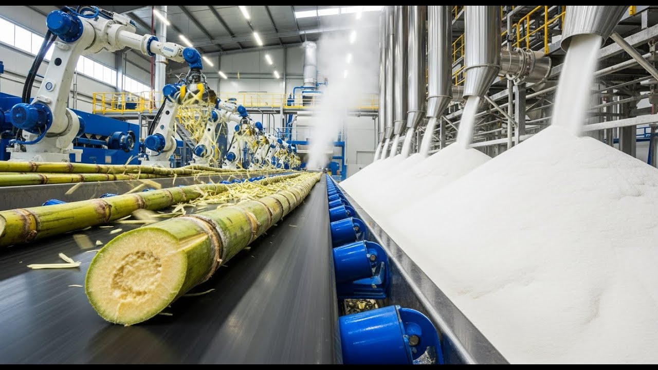 How Sugar Is Made | Industrial Refining Process from Cane to Pure White Crystals