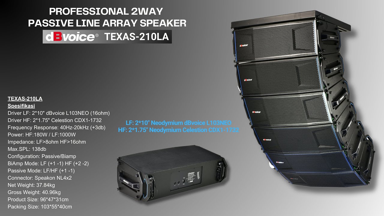dBvoice TEXAS-210LA | 2Way Passive Line Array 2x10inch 2x1,75inch With Tweeter Celestion