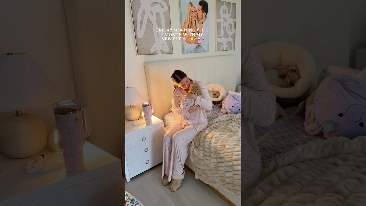 morning routine as dog mom😴💗🐶🦴 #vlog #newpuppy #morningvlog #grwm