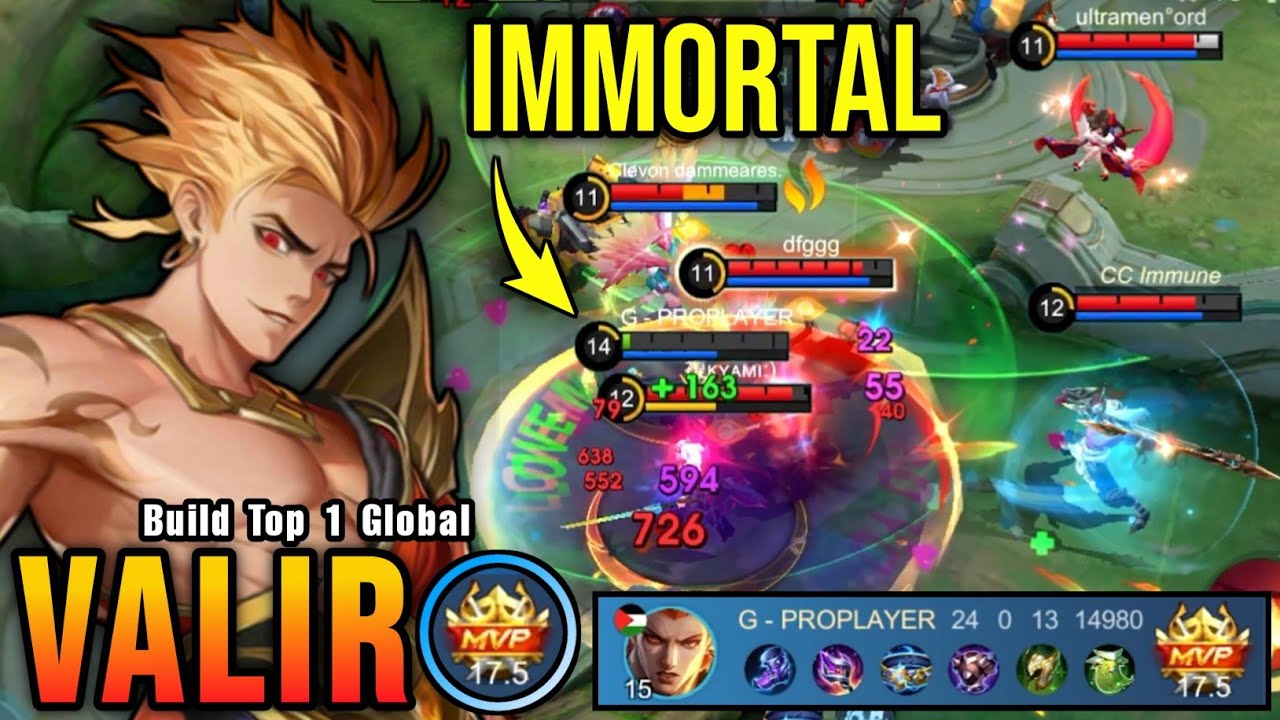 24 Kills!! Tanky META Build Valir 100% IMMORTAL!! - Build Top 1 Global Valir ~ MLBB