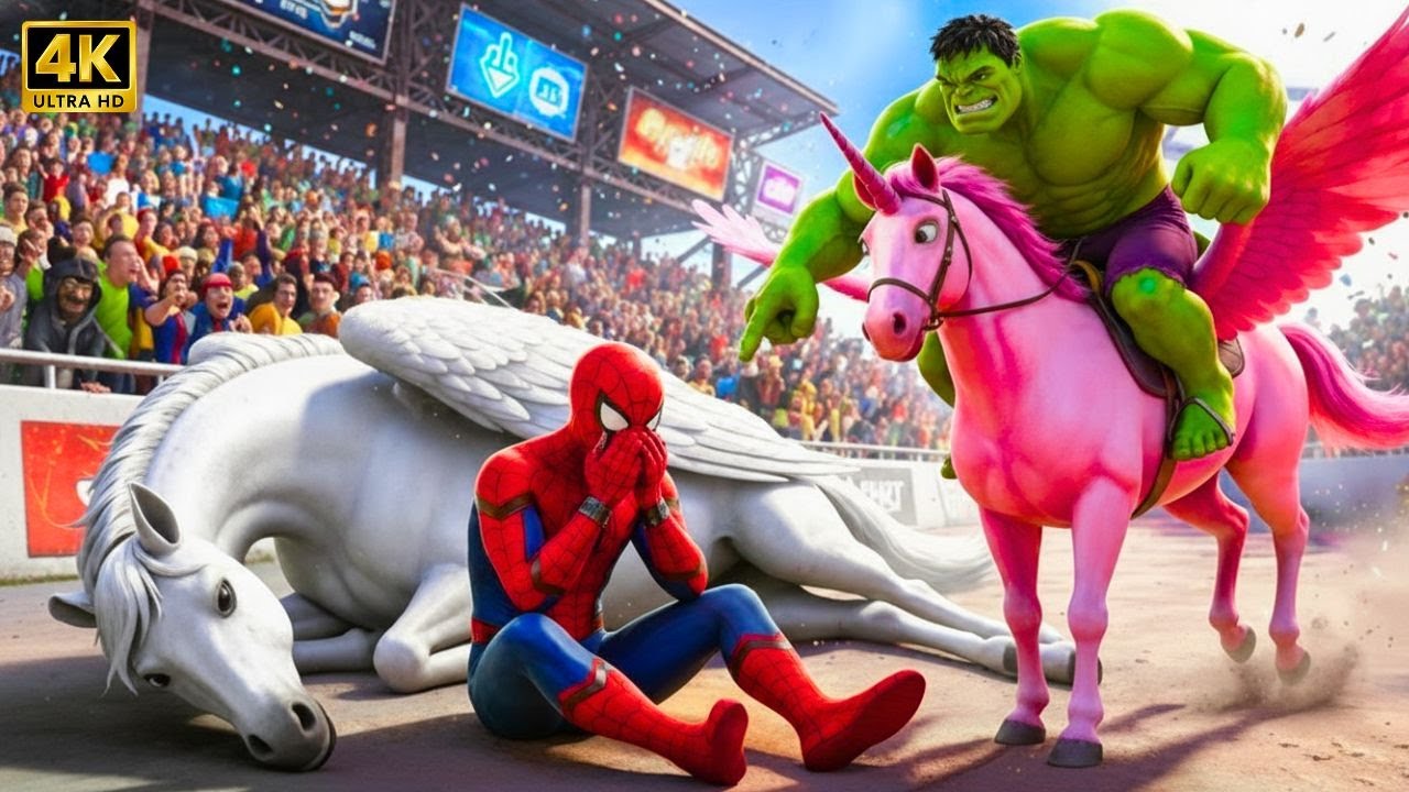 🦄🕷️Did SPIDERMAN Wins The Magic Unicorn Racing Championship ?? – Epic Racing Challenge