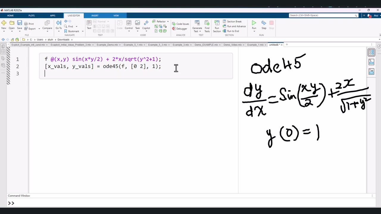 ODE45 MATLAB2025