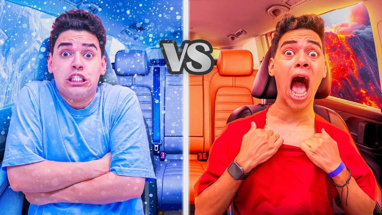 تحدي السيارة الحارة 🥵VS السيارة الباردة 🥶( انهيار بكاء 😭)!!