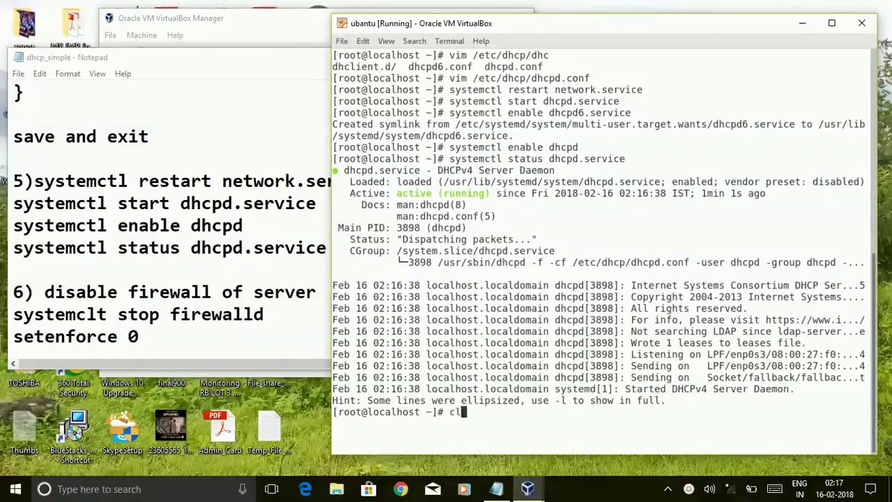 DHCP server configuration in rhel 7