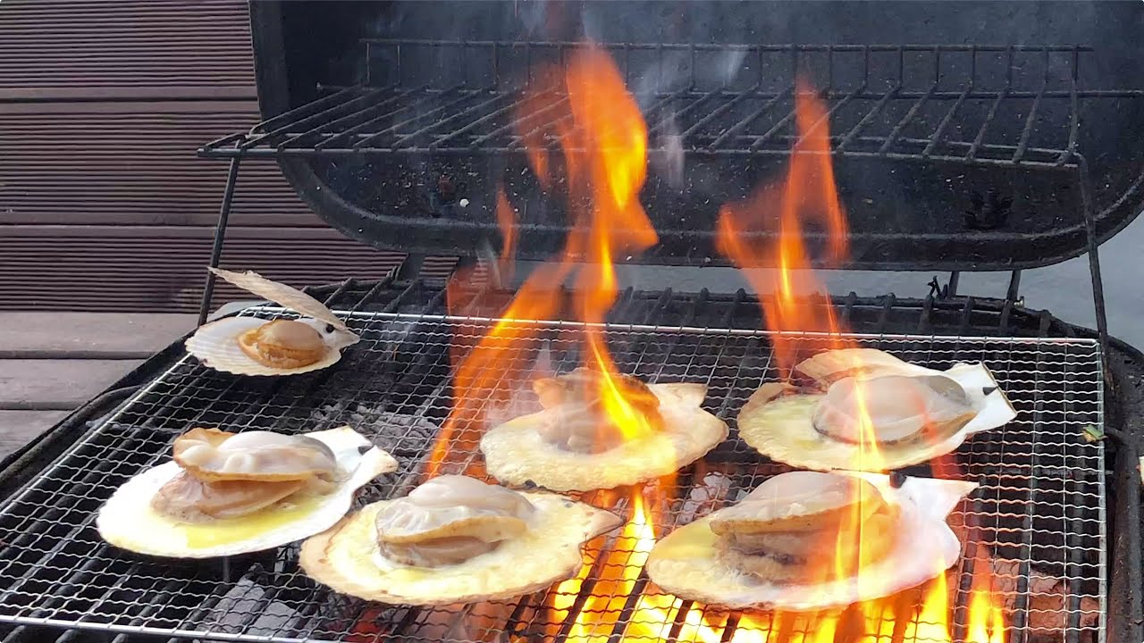 KOREAN STYLE GRILLED SCALLOP & PEN SHELL RECIPE / K-Food, Korean Street Food, seafood
