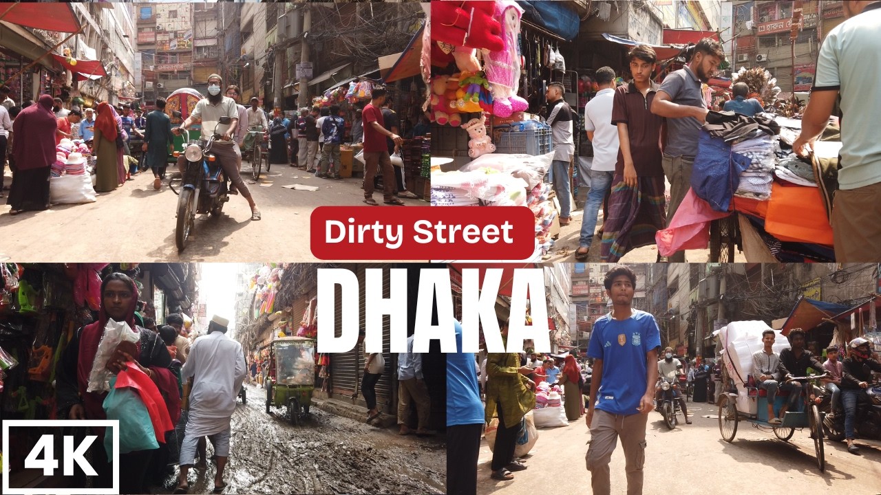 Dhaka Dirtiest Street Shoyari Ghat And Chowk Bazar Road Walking Tour.Bangladesh Dirties Street