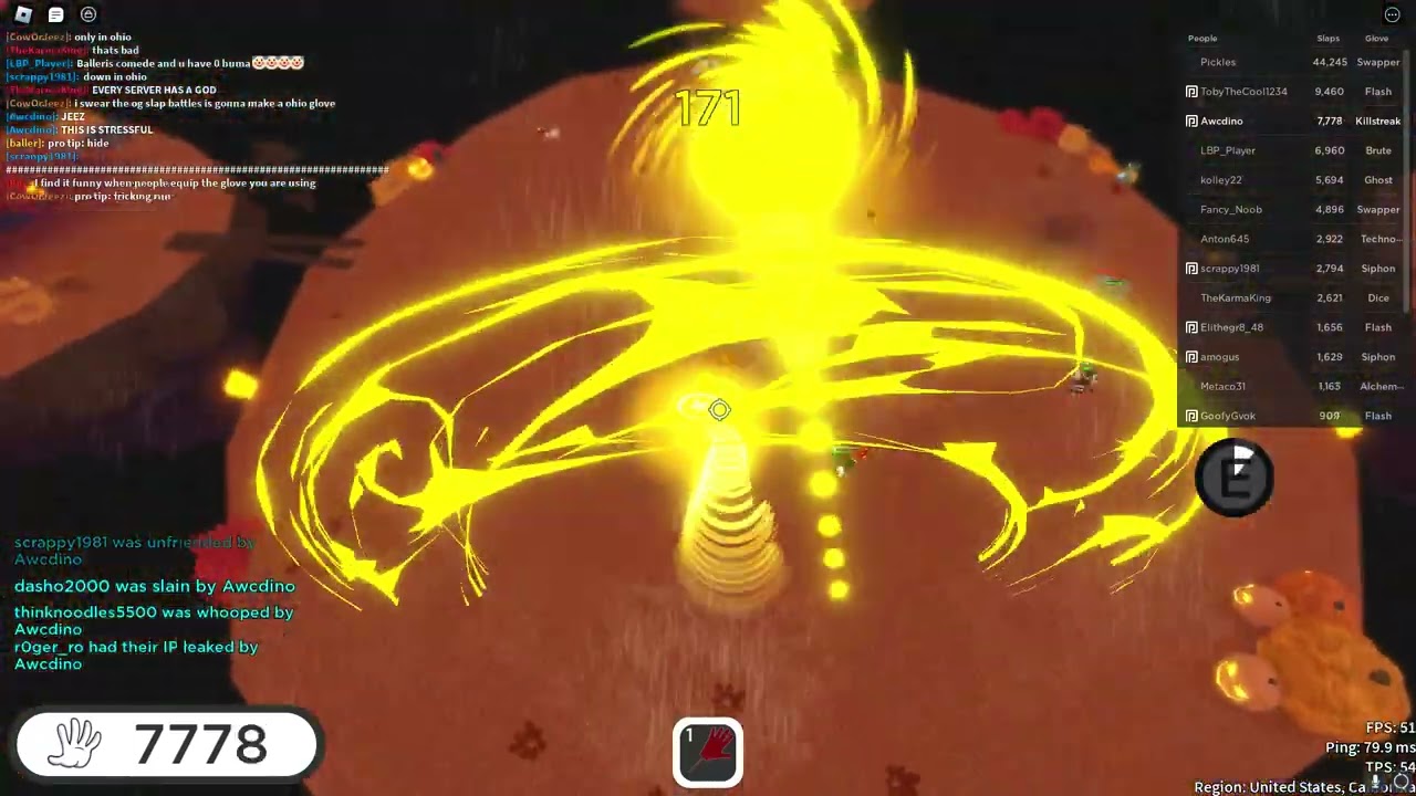 250 KILLSTREAK IN A PUBLIC SERVER!!! Slap Battles : Extension