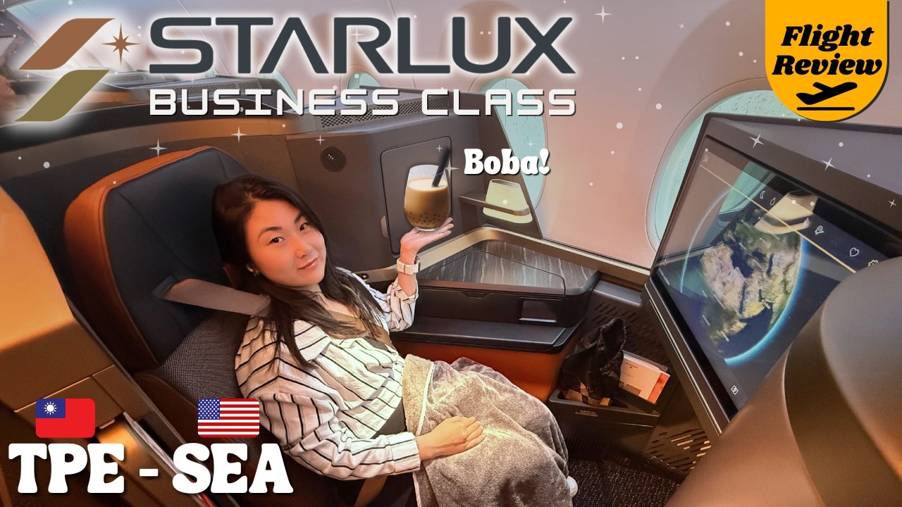 Flying STARLUX from Taipei to Seattle in Business Class Flight Review + STARLUX Galactic Lounge