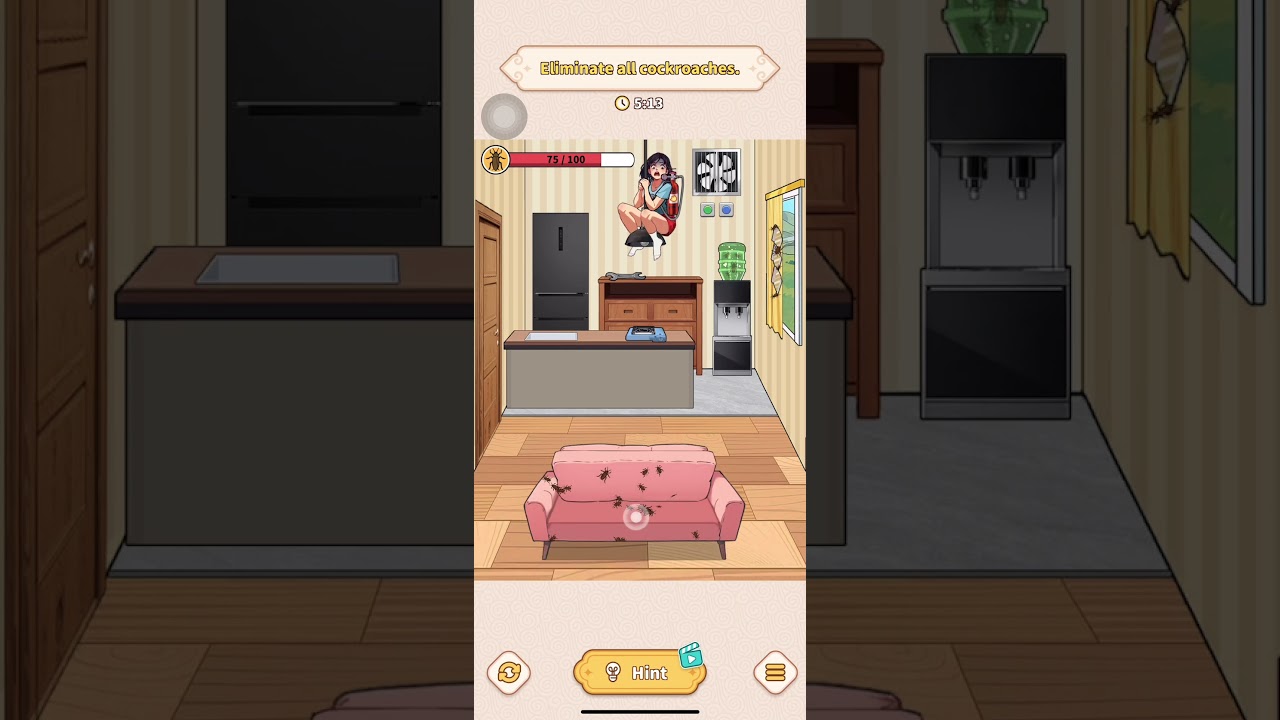 Brain Puzzle Tricky Quest Level 50 - Eliminate All Cockroaches - Kill Roaches