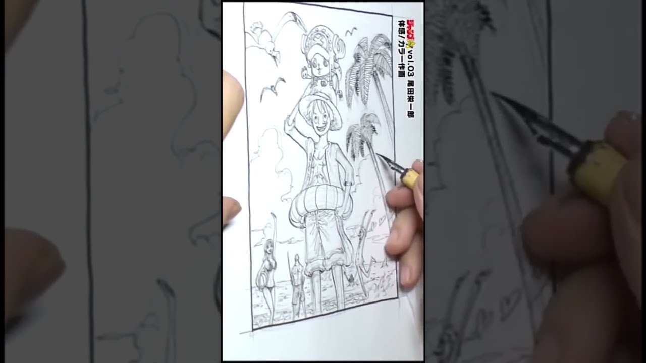 Eiichiro Oda (One Piece) Drawing, Inking and Painting! (Full Illustration Time-lapse) #manga #comics