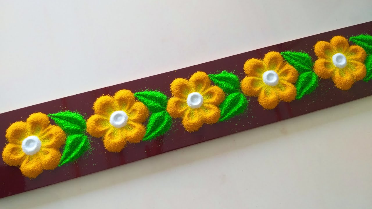 Border Rangoli Designs | Diwali Rangoli Designs | Navratri Rangoli Easy | Side Border Rangoli