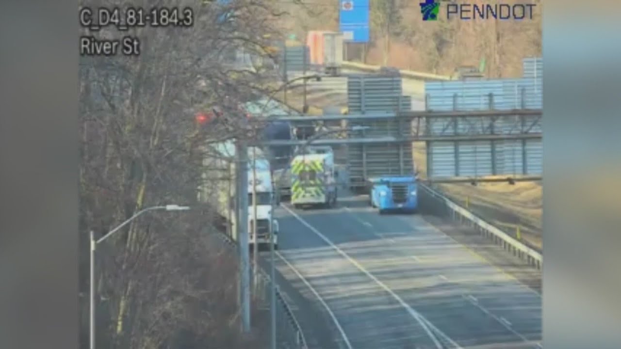 Hospital van hits two tractor-trailers involved in crash