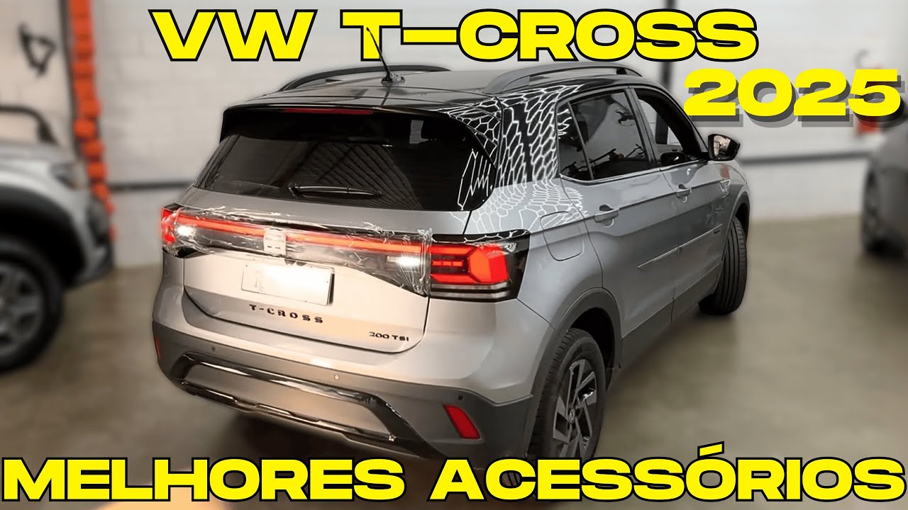 VW T-CROSS Sense 2025 2026 Instalamos Lanternas Led Longarinas de Teto Envelopamento Black Piano