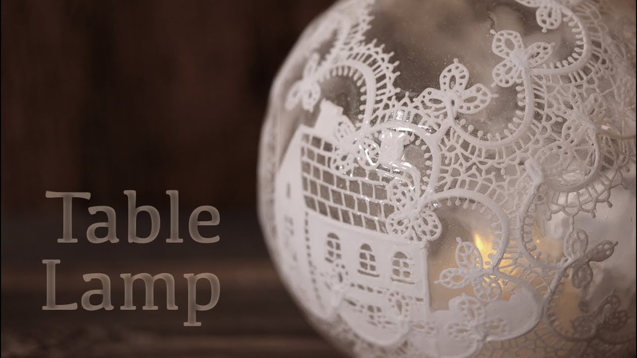 【レジン×アクリル絵の具】テーブルランプ DIY Frosting with resin [Table lamp]