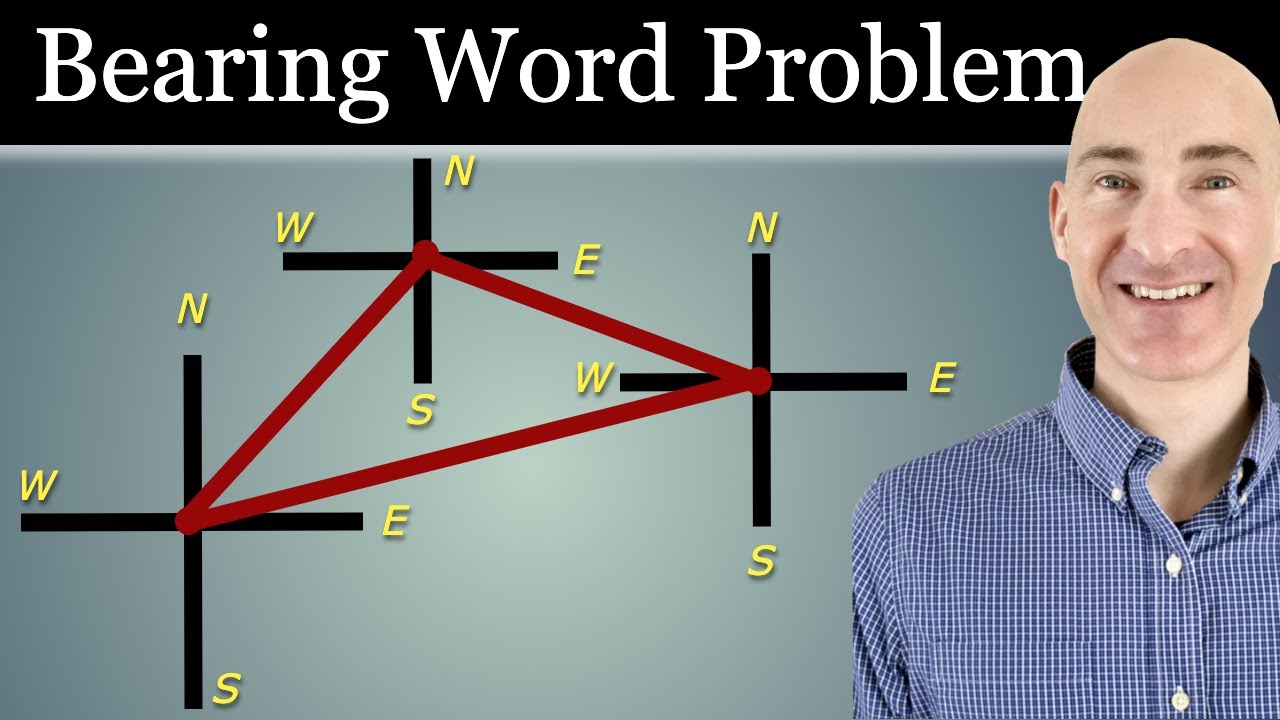 Bearing Word Problem Find Distance and Angle Using Law of Sines and Law of Cosines