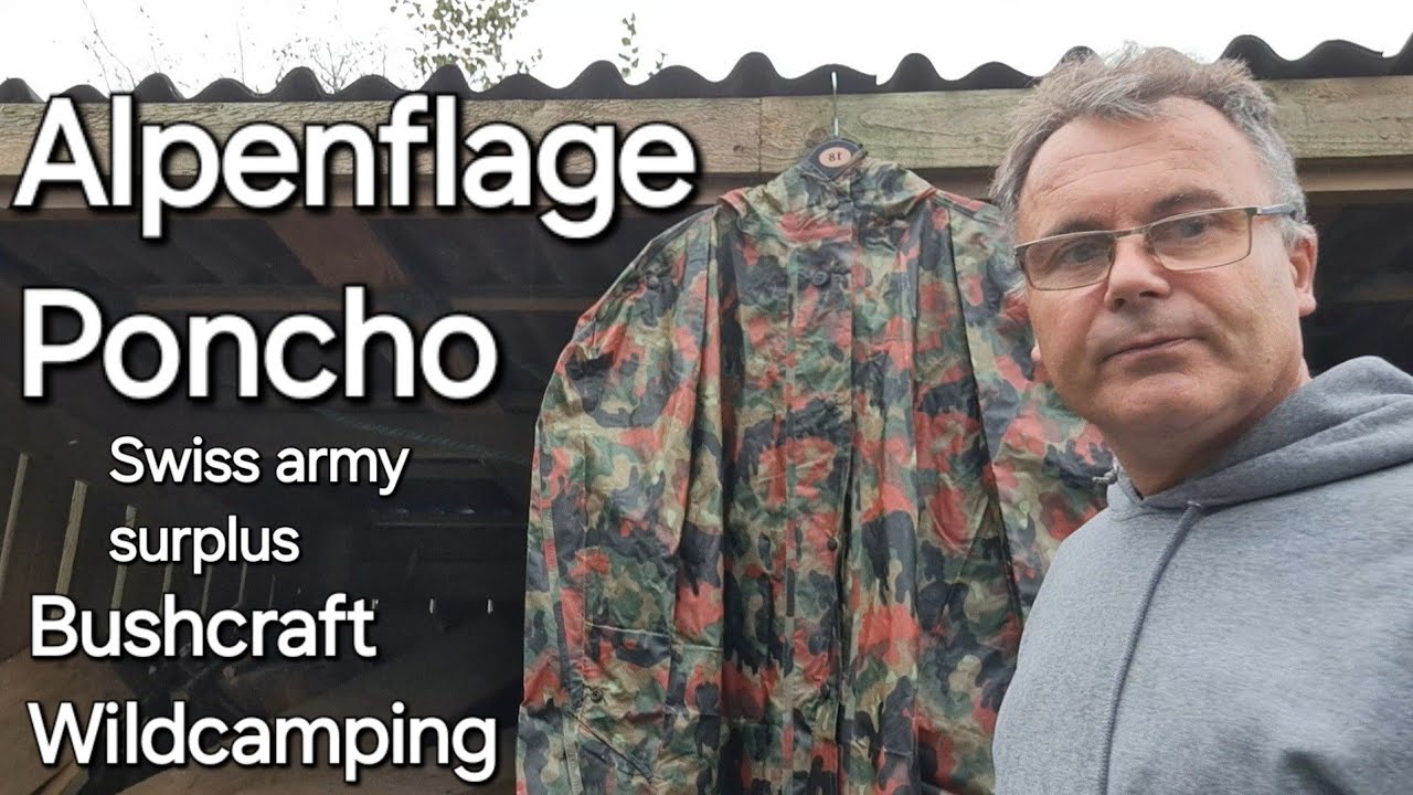 Swiss army poncho, Alpenflage camo pattern. Bushcraft and wildcamping military surplus kit .