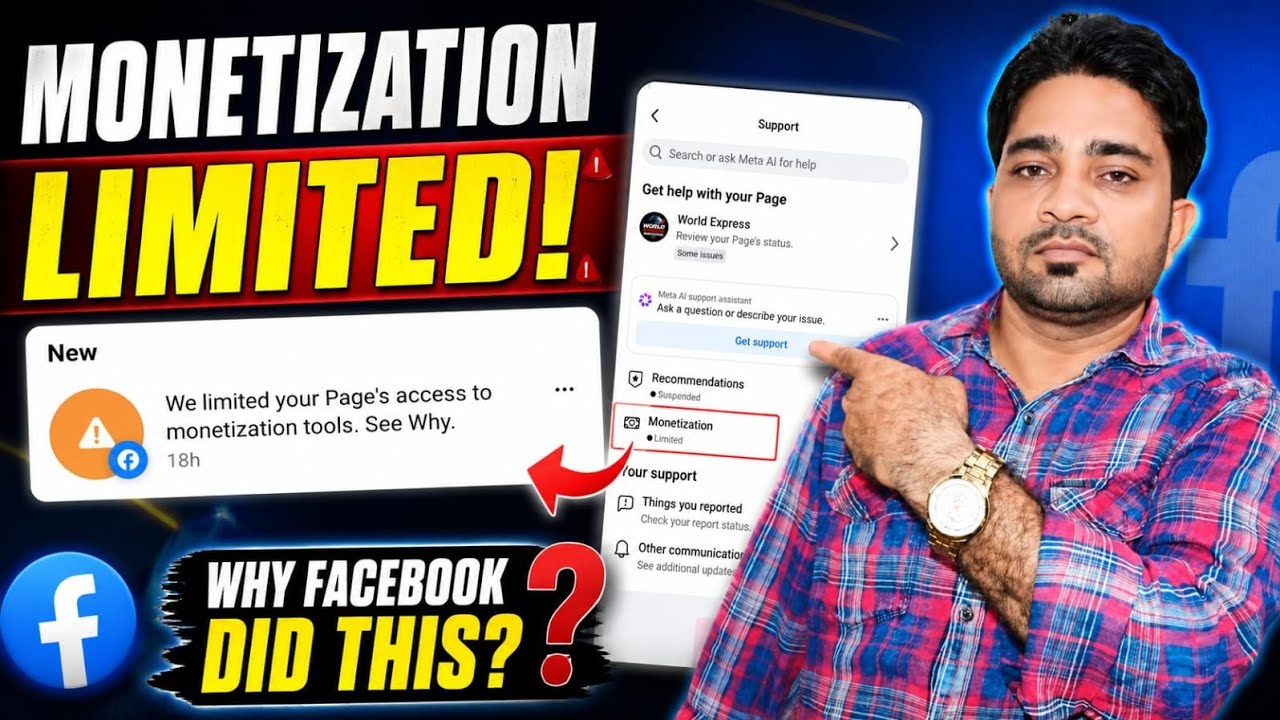 Monetization limited facebook | We limited your page's access to monetization tools. see why |