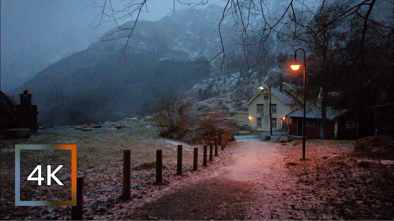 Windy snowfall walk | Ragnarok filming locations | 4K