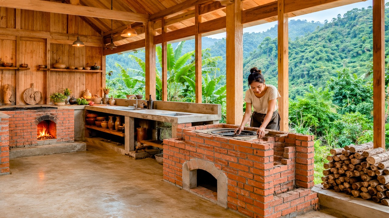 Single mother & her son built a fully equipped kitchen in just one month. | by@LyThuongCountrylife