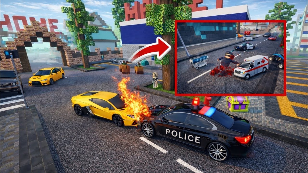 POLICE BIKE ACCIDENT AT MARKET IN SCHOOL PARTY CRAFT | RESCUE AMBULANCERUSHFOR HELP