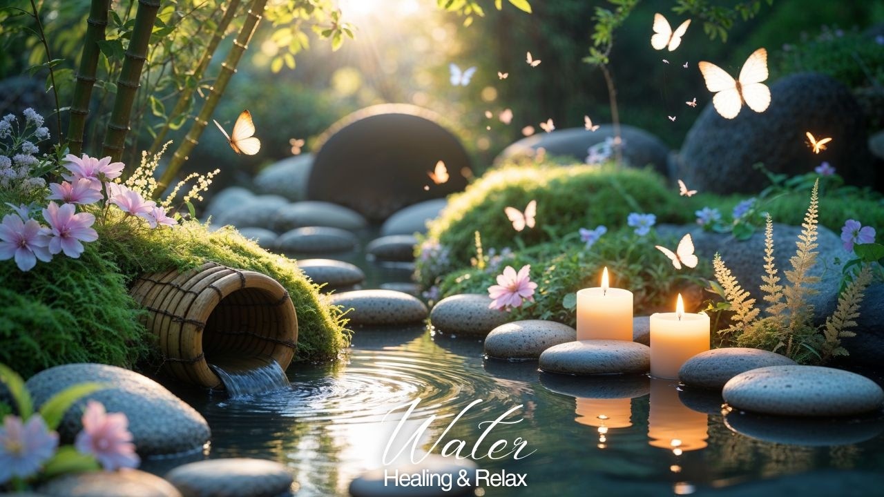Healing Water & Soft Piano 🦋🌿 | Morning Zen Garden, Calm Mind & Gentle Focus | 24/7 Live