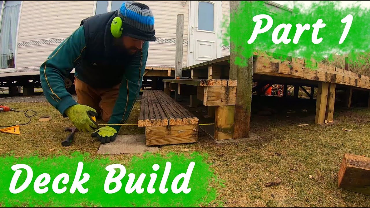 Rebuilding Recycling Salvaged Decking around a Caravan - Part 1