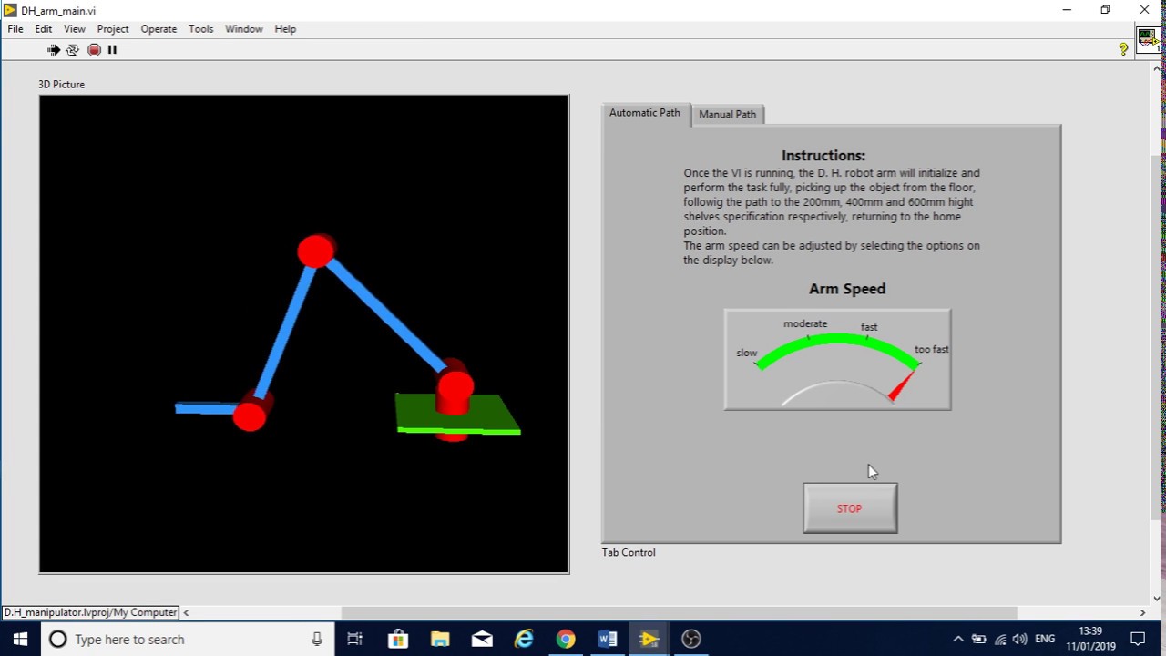 Robot arm in Labview simulation