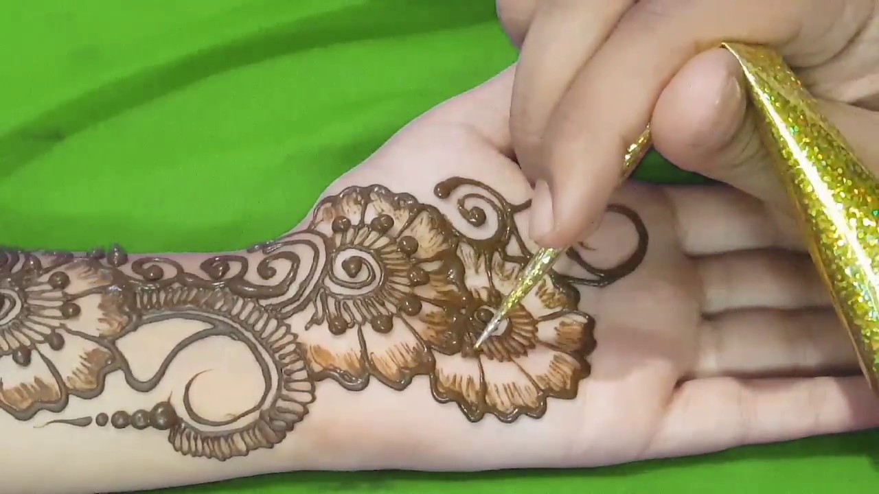 New Easy and Simple Floral Arabic Henna design for hands | Step By Step Tutorial